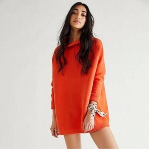 Free People Ottoman Slouchy Mock Cowl Neck Micro Ribbed Tunic Sweater Sz. L